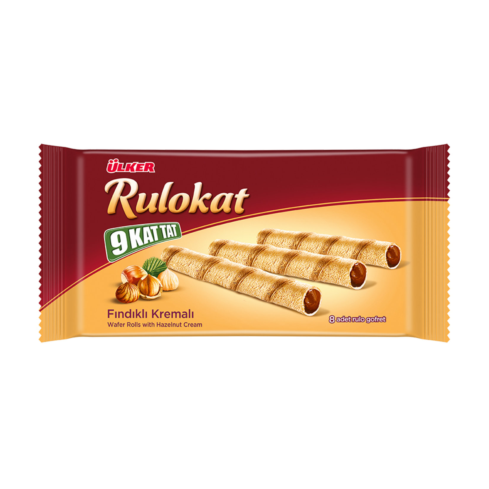 ÜLKER RULOKAT 9 LAYERS TAT WAFER ROLL WITH HAZELNUT 42 G